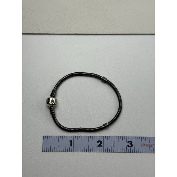 Pandora Oxidized Sterling Silver Snake Chain Charm Bracelet 7" #590702OX - Picture 2 of 6